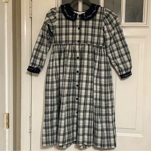 Strasburg Children Girl’s Blue & Green Plaid Dress w/Embroidered Collar Size 8